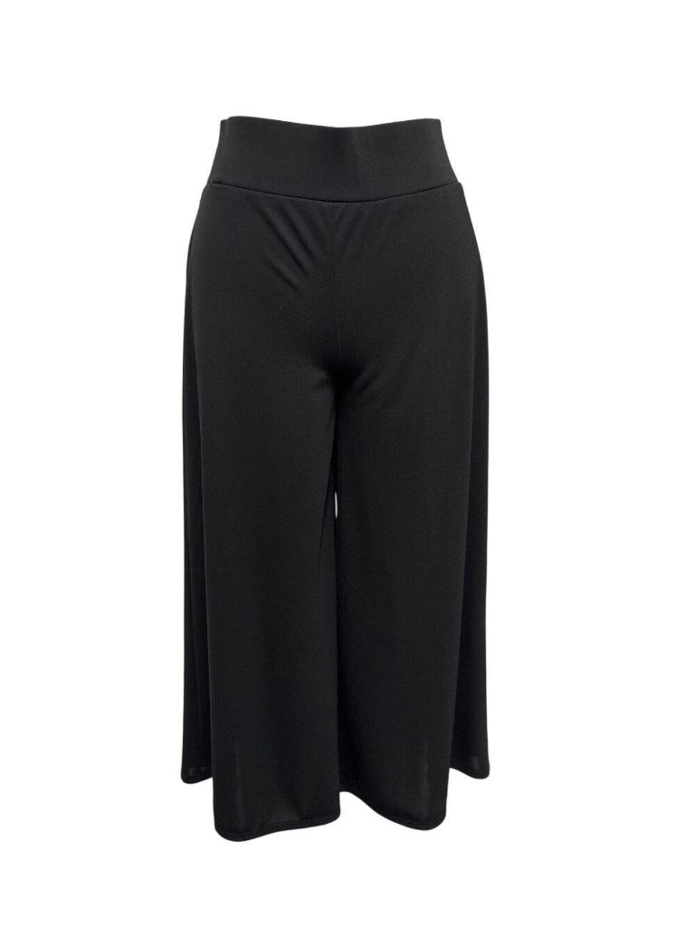 Chicos Matte Jersey Wide-Leg Culottes Black Pants Size 0 Elastic Waist Lightweig